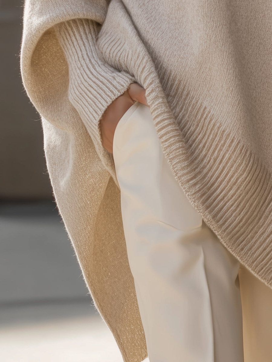 Dina | Ribbed Knit Oversized Poncho for Women