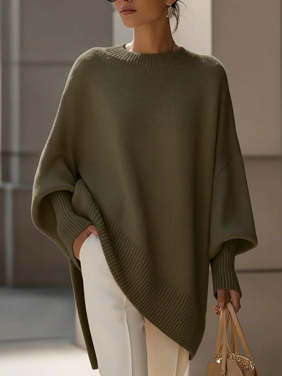 Dina | Ribbed Knit Oversized Poncho for Women