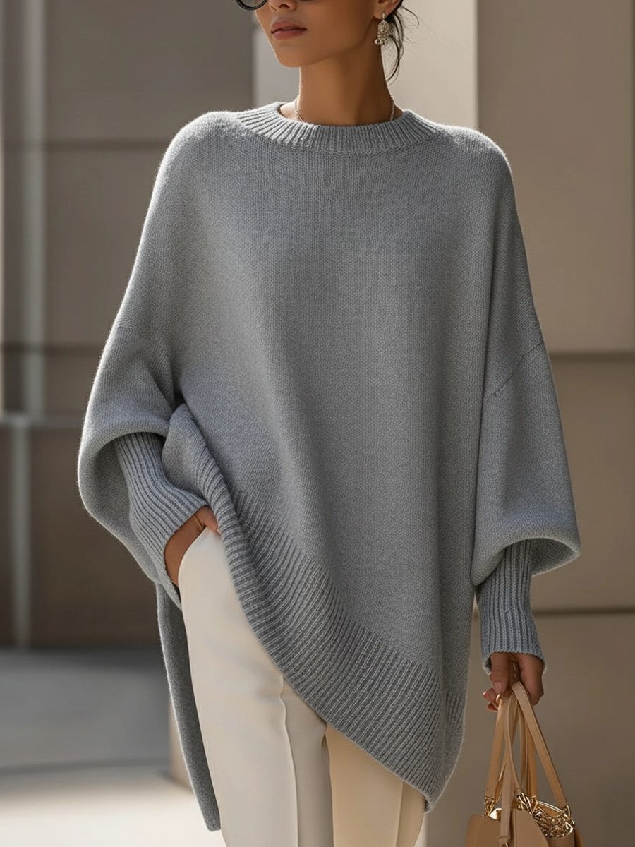 Dina | Ribbed Knit Oversized Poncho for Women
