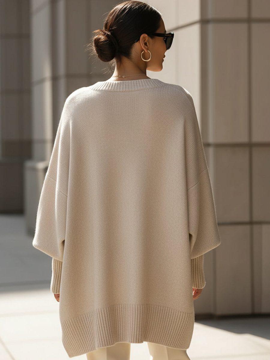 Dina | Ribbed Knit Oversized Poncho for Women