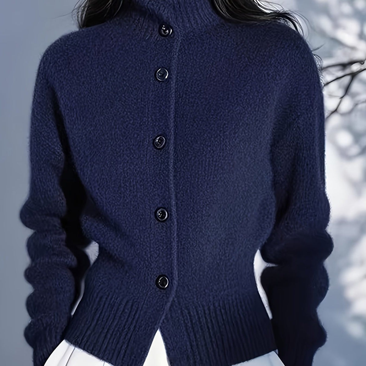 Dior | Ribbed Knit Button Cardigan with Roll Neck for Women