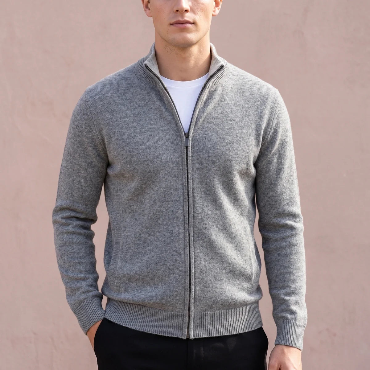 Dmitri Two Way Zip Cashmere Knit Cardigan