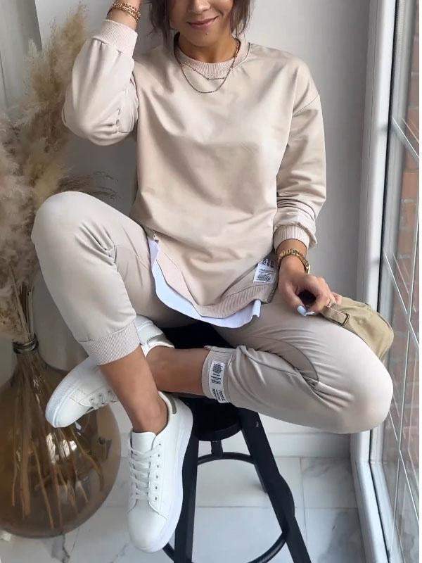 Women's Long Sleeve Sweatshirt Jogger Set, Crew Neck