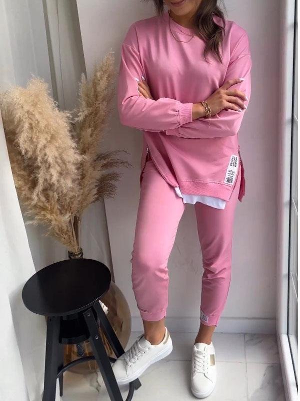 Women's Long Sleeve Sweatshirt Jogger Set, Crew Neck