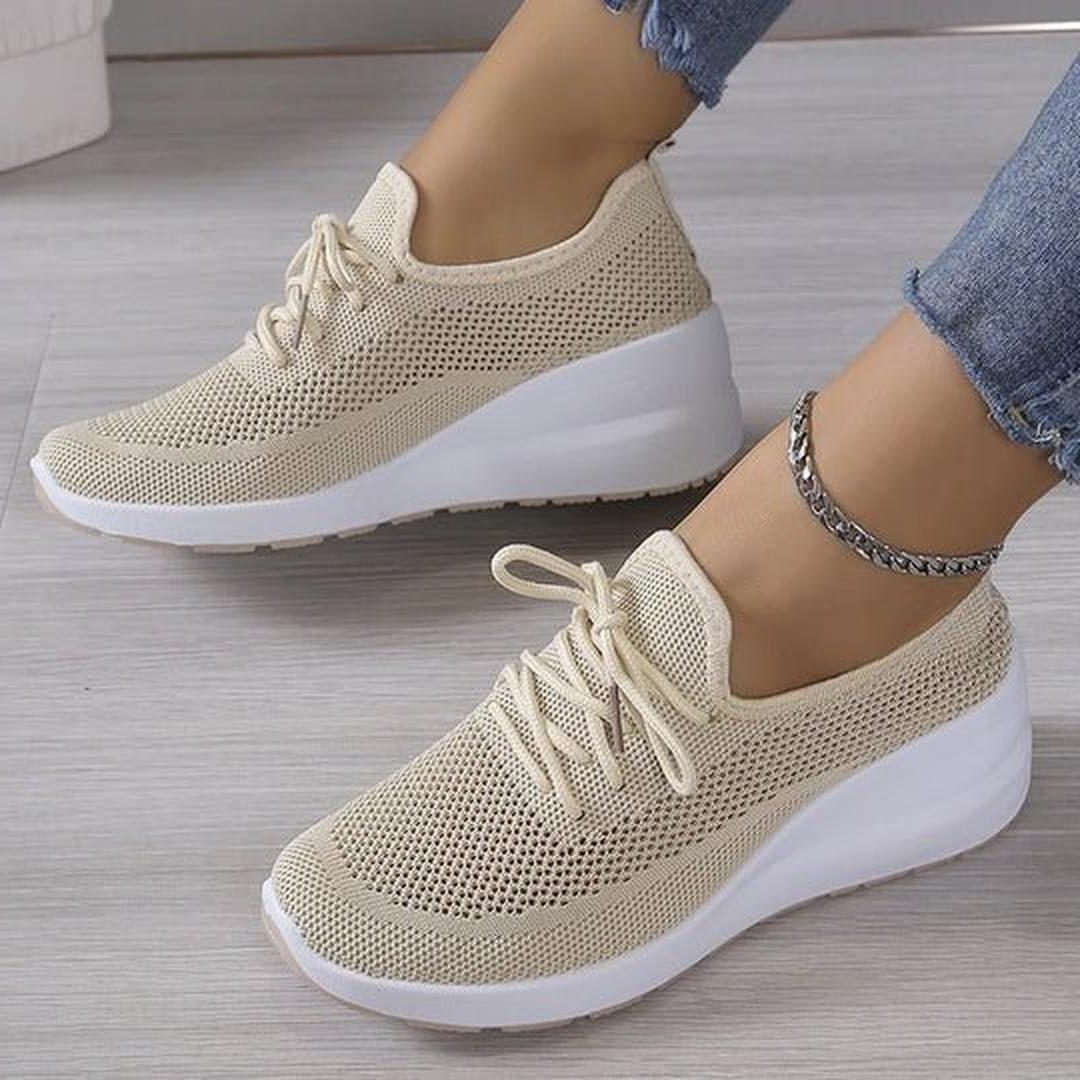 Dorothy | Mesh Lace-Up Wedge Sneakers for Women