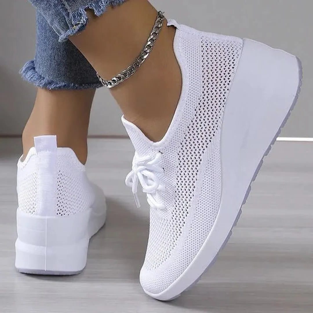Dorothy | Mesh Lace-Up Wedge Sneakers for Women