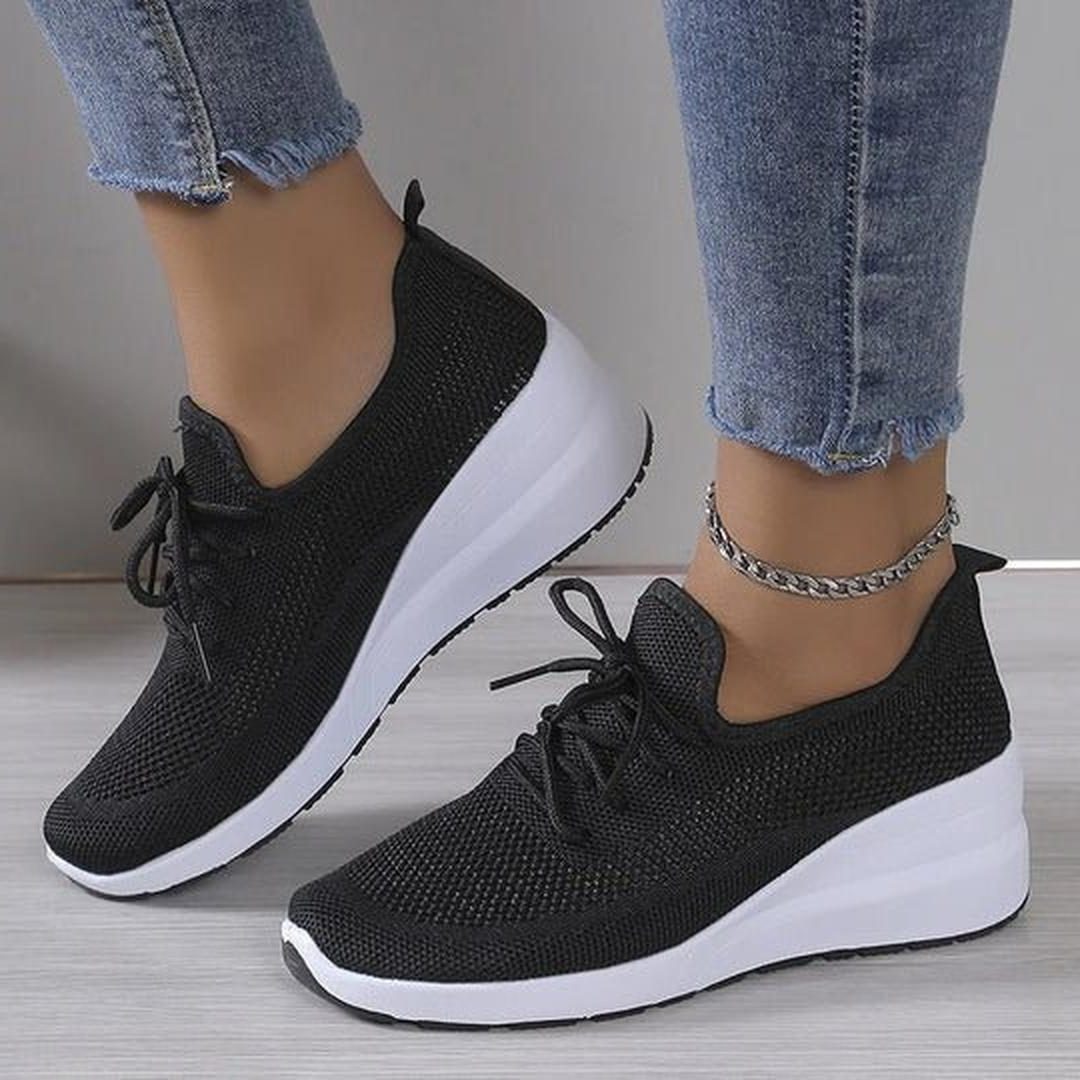 Dorothy | Mesh Lace-Up Wedge Sneakers for Women