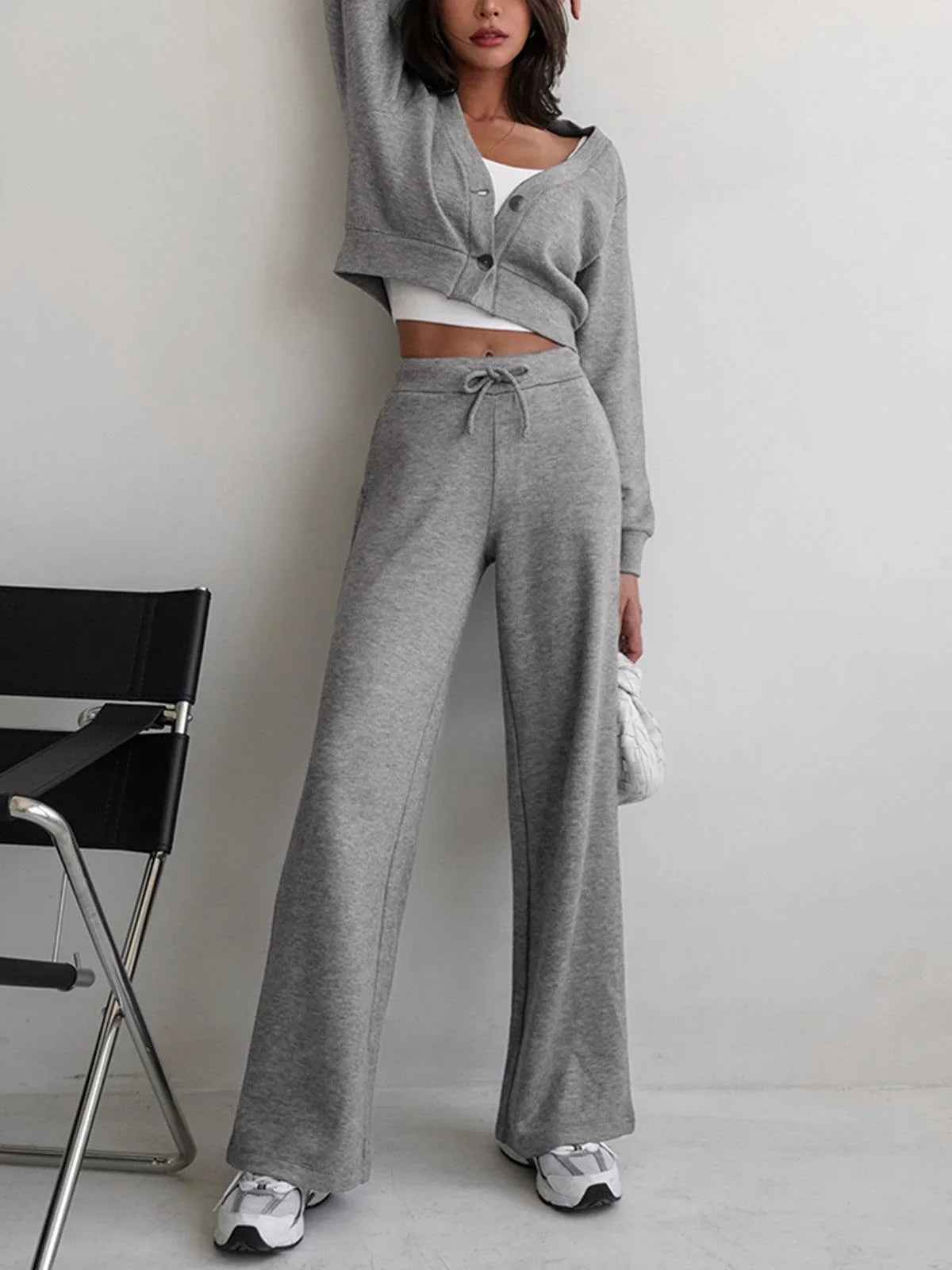 Dorothy | Women's Baggy Wide Leg Knit Lounge Pants with Drawstring Waist