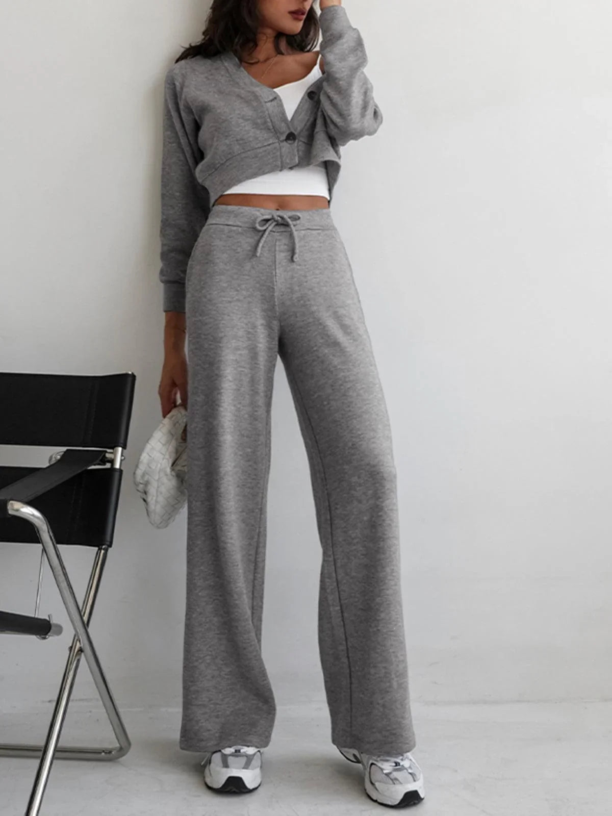 Dorothy | Women's Baggy Wide Leg Knit Lounge Pants with Drawstring Waist