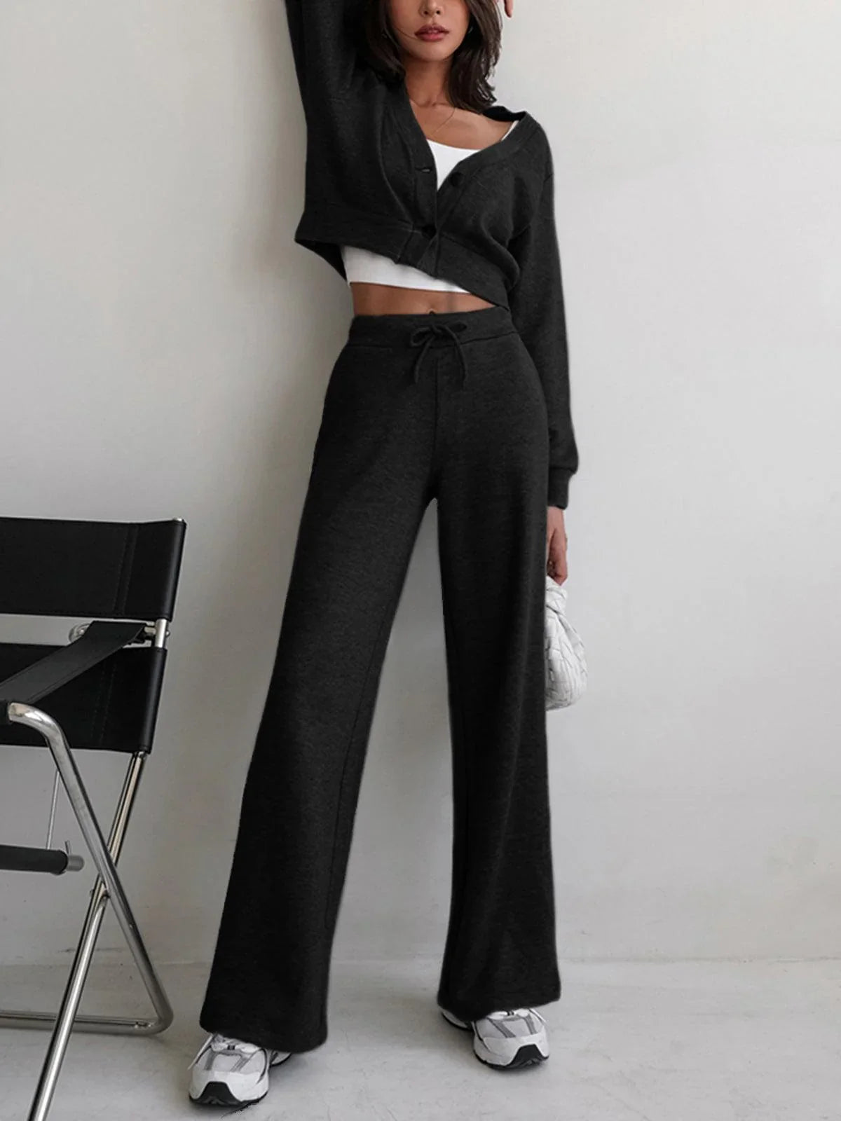 Dorothy | Women's Baggy Wide Leg Knit Lounge Pants with Drawstring Waist