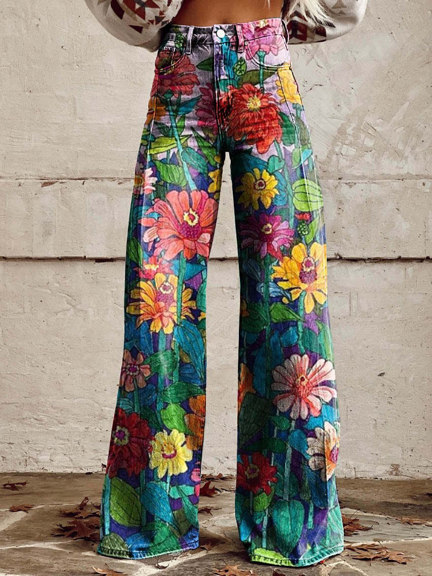 Dorothy | Women's High Waist Wide Leg Floral Print Palazzo Pants with High Waisted