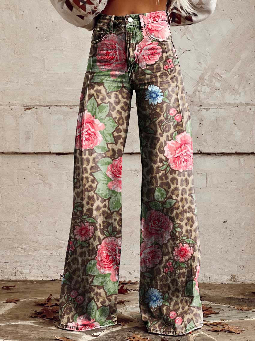 Dorothy | Women's High Waist Wide Leg Floral Print Palazzo Pants with High Waisted