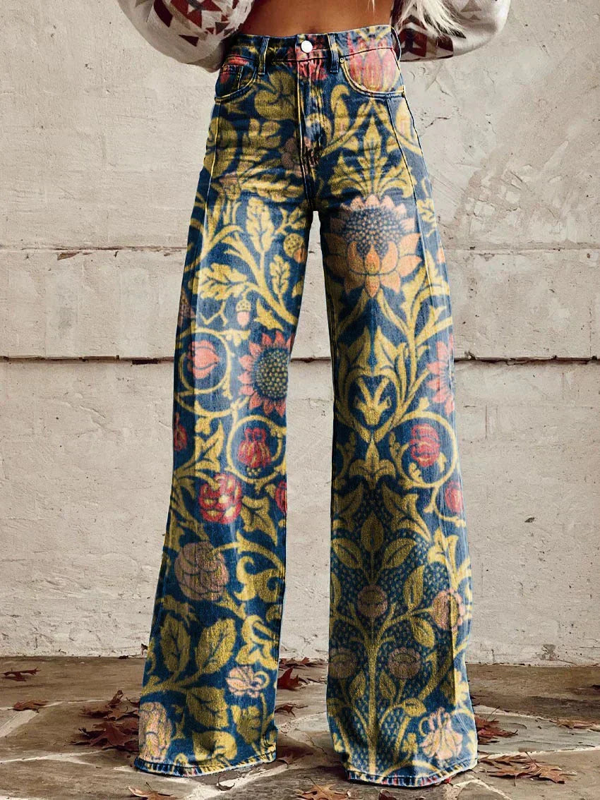 Dorothy | Women's High Waist Wide Leg Floral Print Palazzo Pants with High Waisted