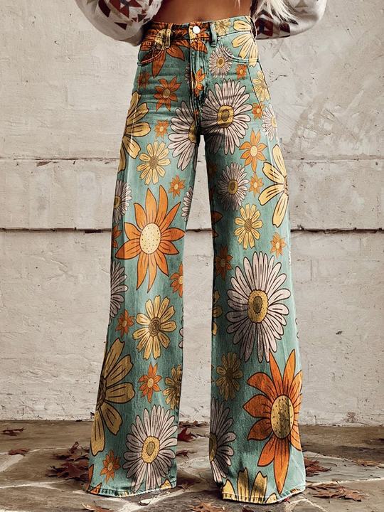 Dorothy | Women's High Waist Wide Leg Floral Print Palazzo Pants with High Waisted