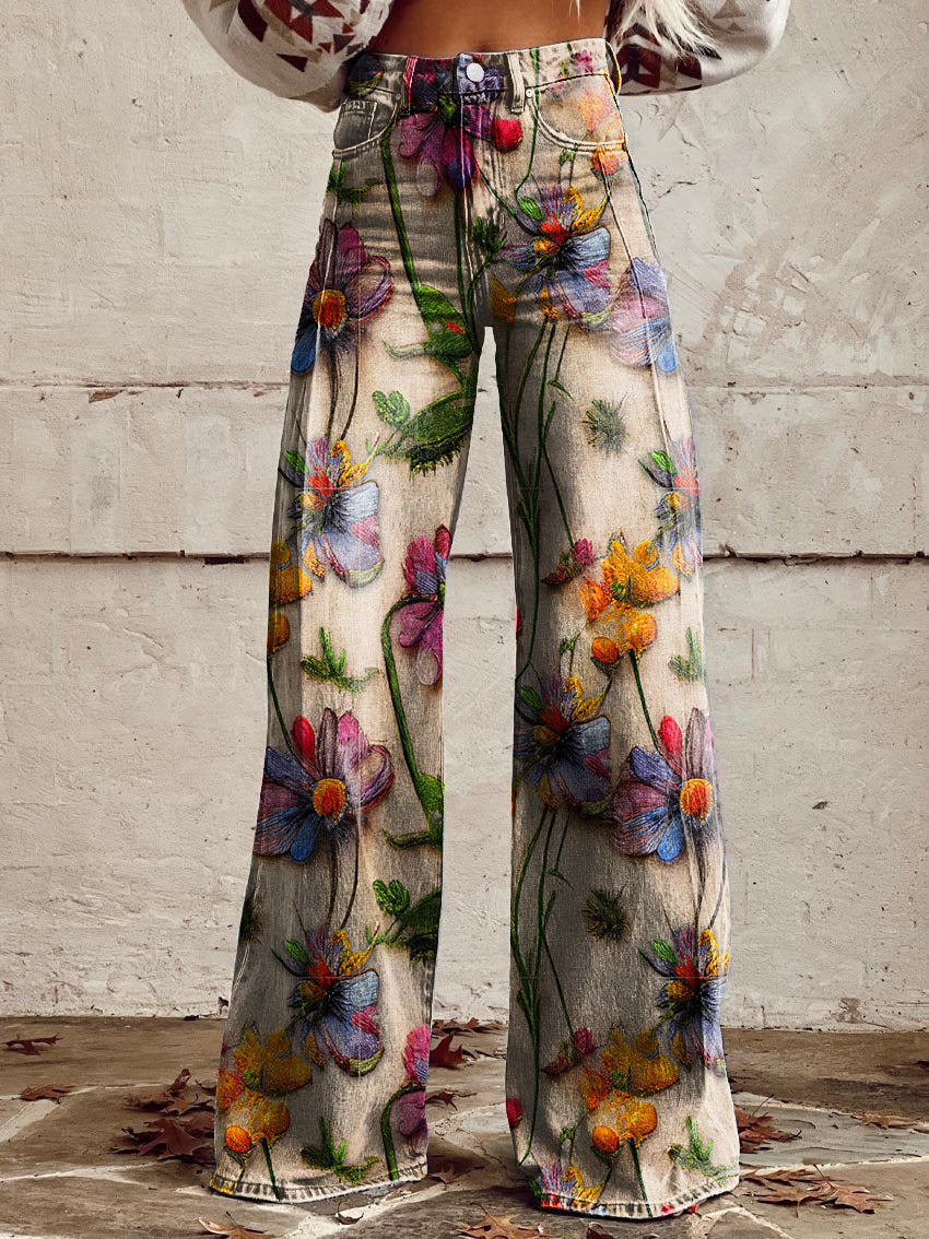 Dorothy | Women's High Waist Wide Leg Floral Print Palazzo Pants with High Waisted