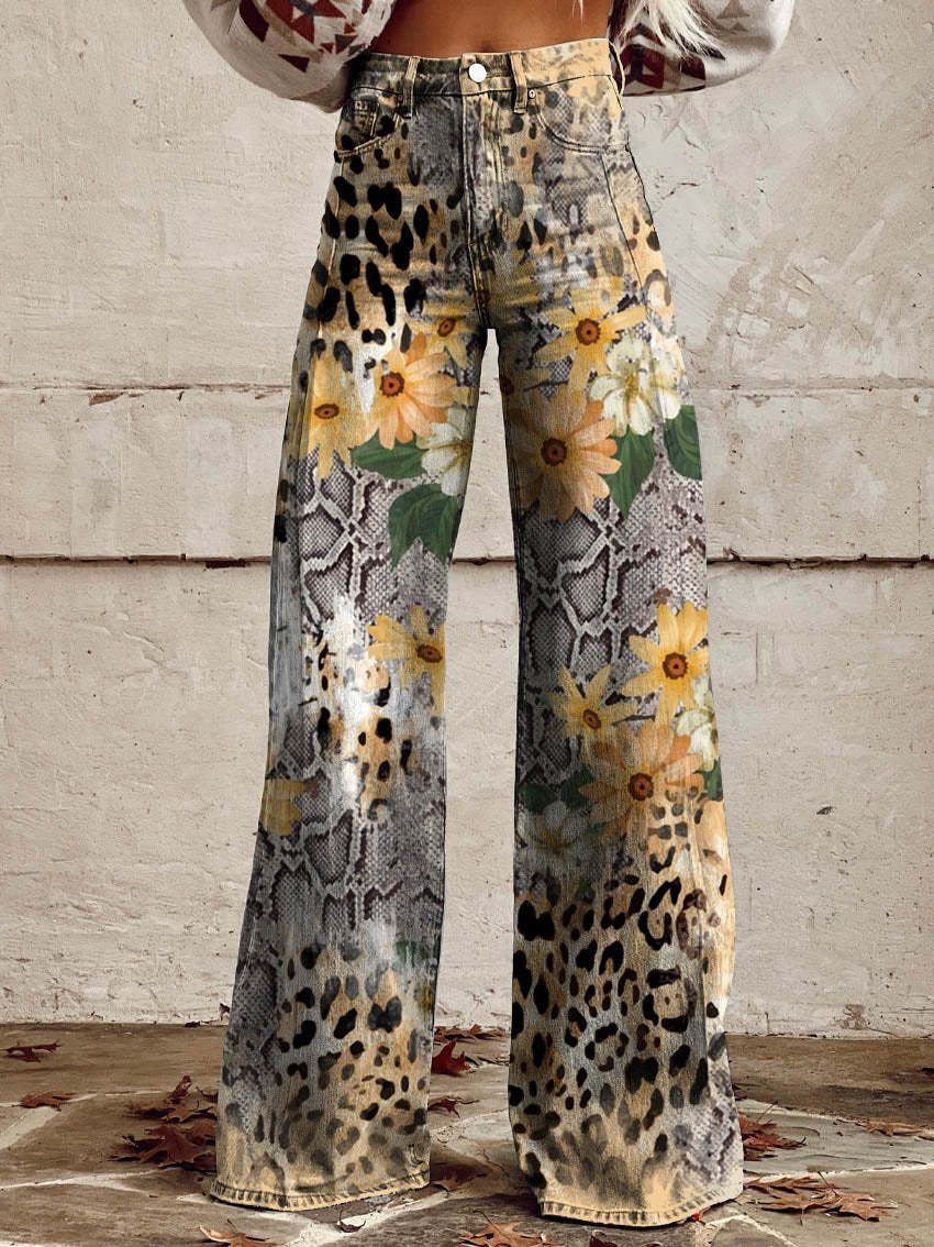 Dorothy | Women's High Waist Wide Leg Floral Print Palazzo Pants with High Waisted