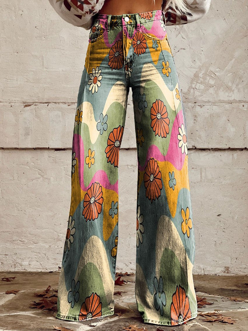 Dorothy | Women's High Waist Wide Leg Floral Print Palazzo Pants with High Waisted