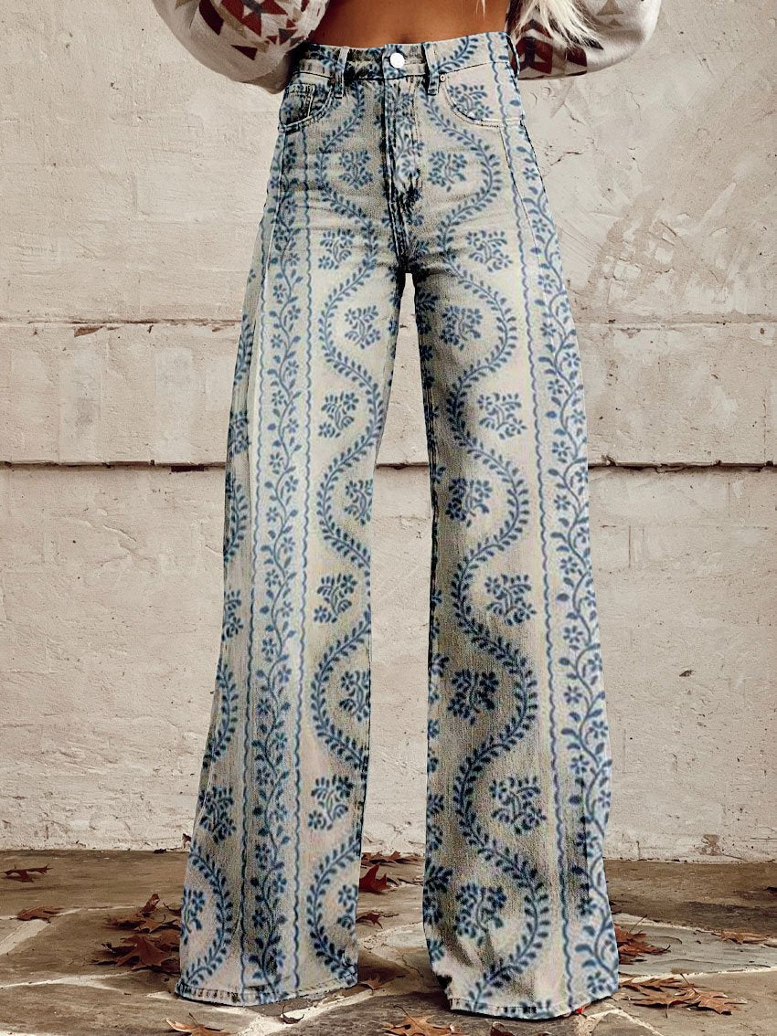 Dorothy | Women's High Waist Wide Leg Floral Print Palazzo Pants with High Waisted