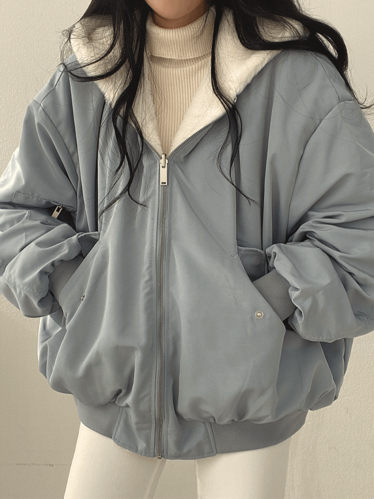 Women's Reversible Hooded Bomber Jacket, Zip Front