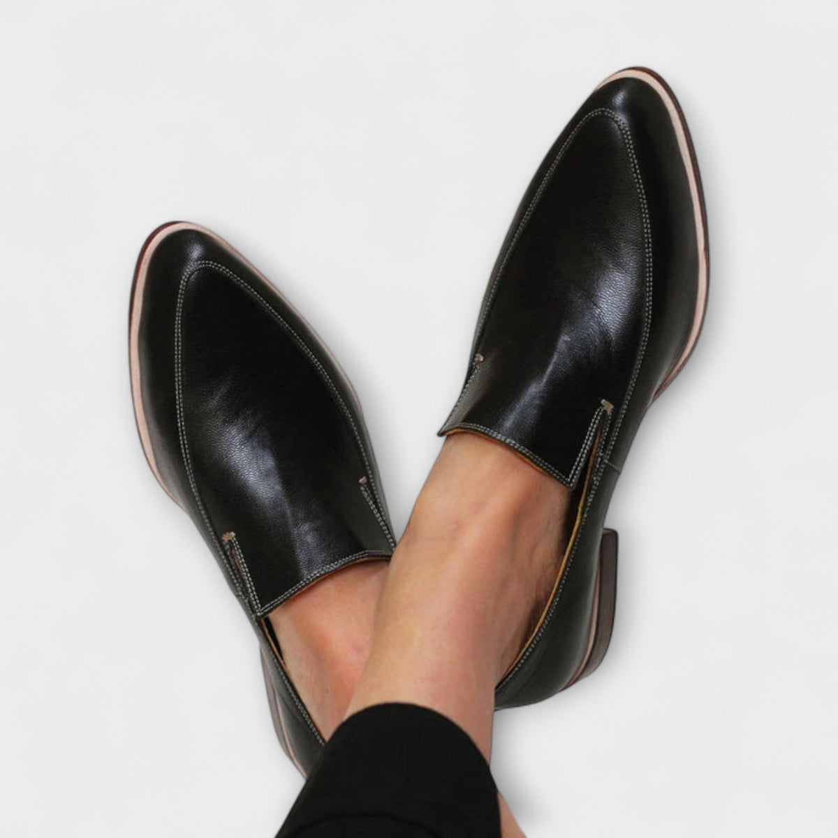 Men's Leather Slip-On Loafers with Pointed Toe