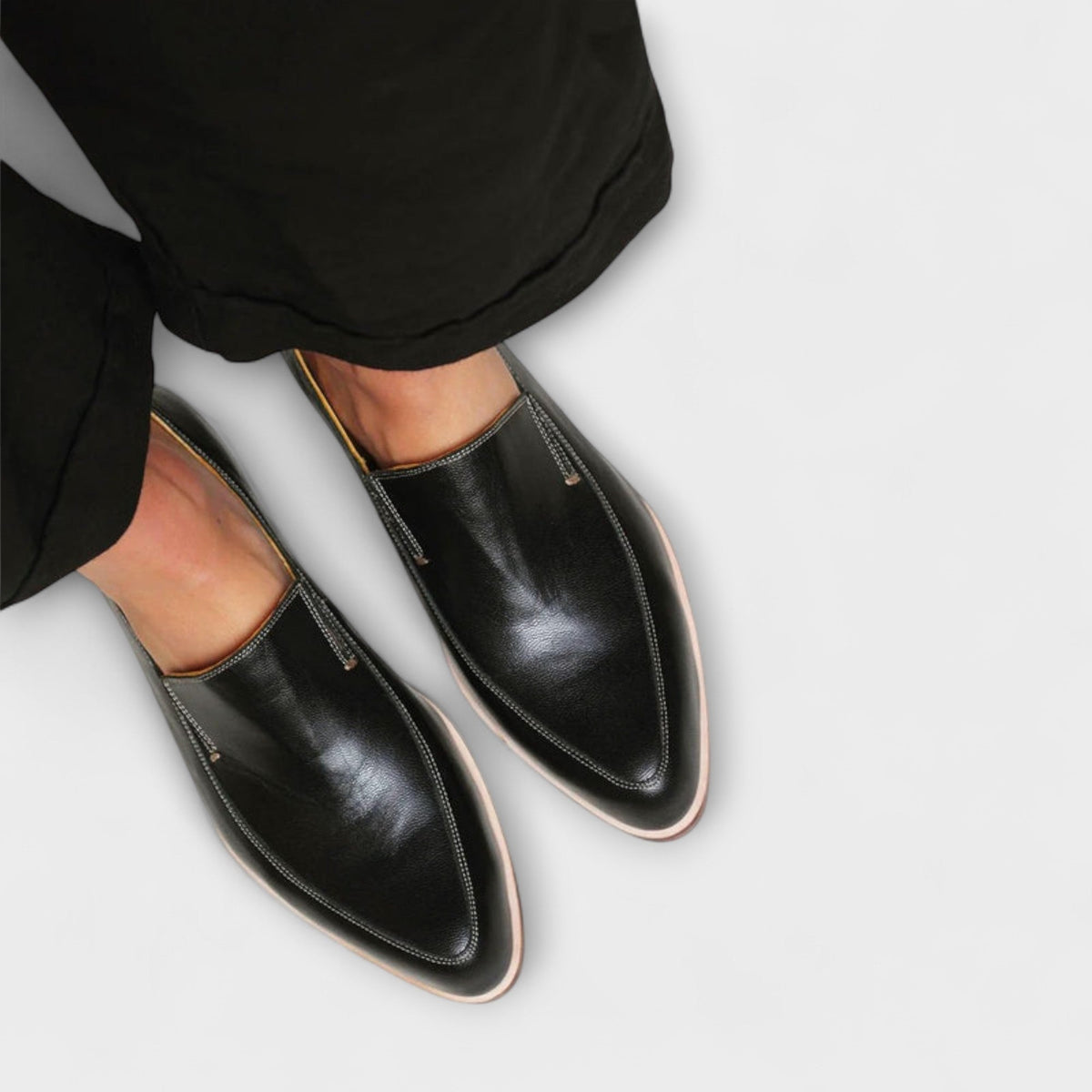 Men's Leather Slip-On Loafers with Pointed Toe