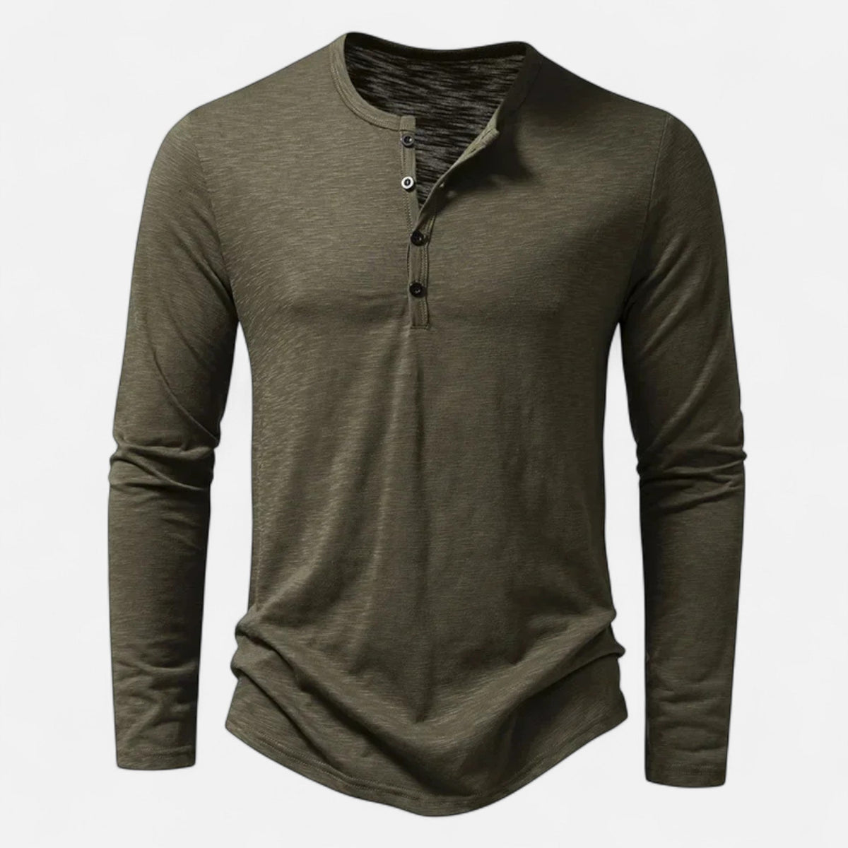 Men's Long Sleeve Henley Shirt, Slim Fit, Button Placket