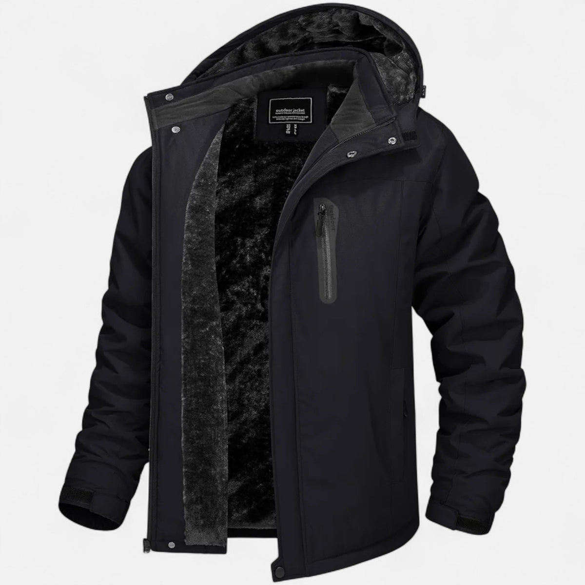 Men's Hooded Winter Parka Jacket, Fleece Lining, Camo Pattern