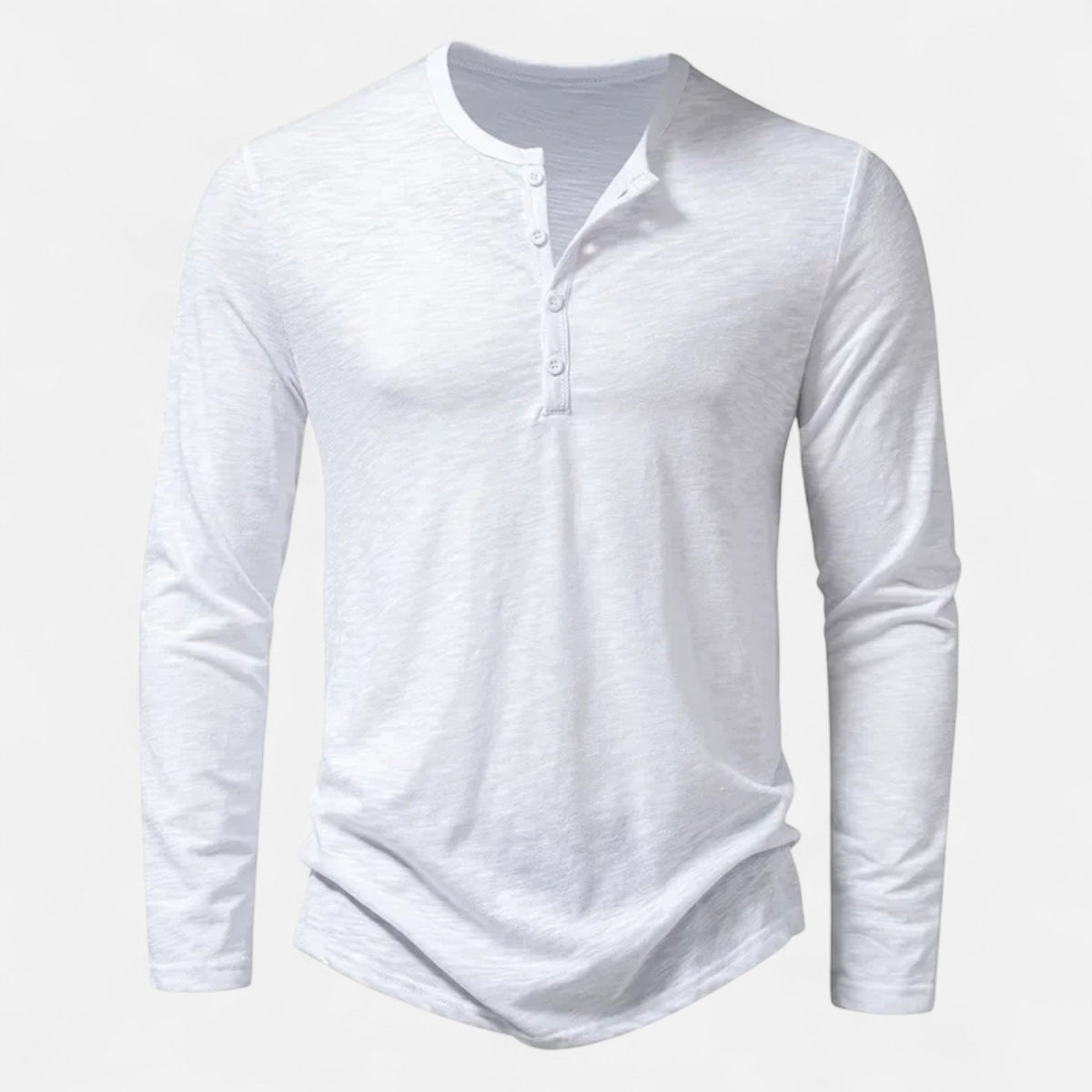 Men's Long Sleeve Henley Shirt, Slim Fit, Button Placket