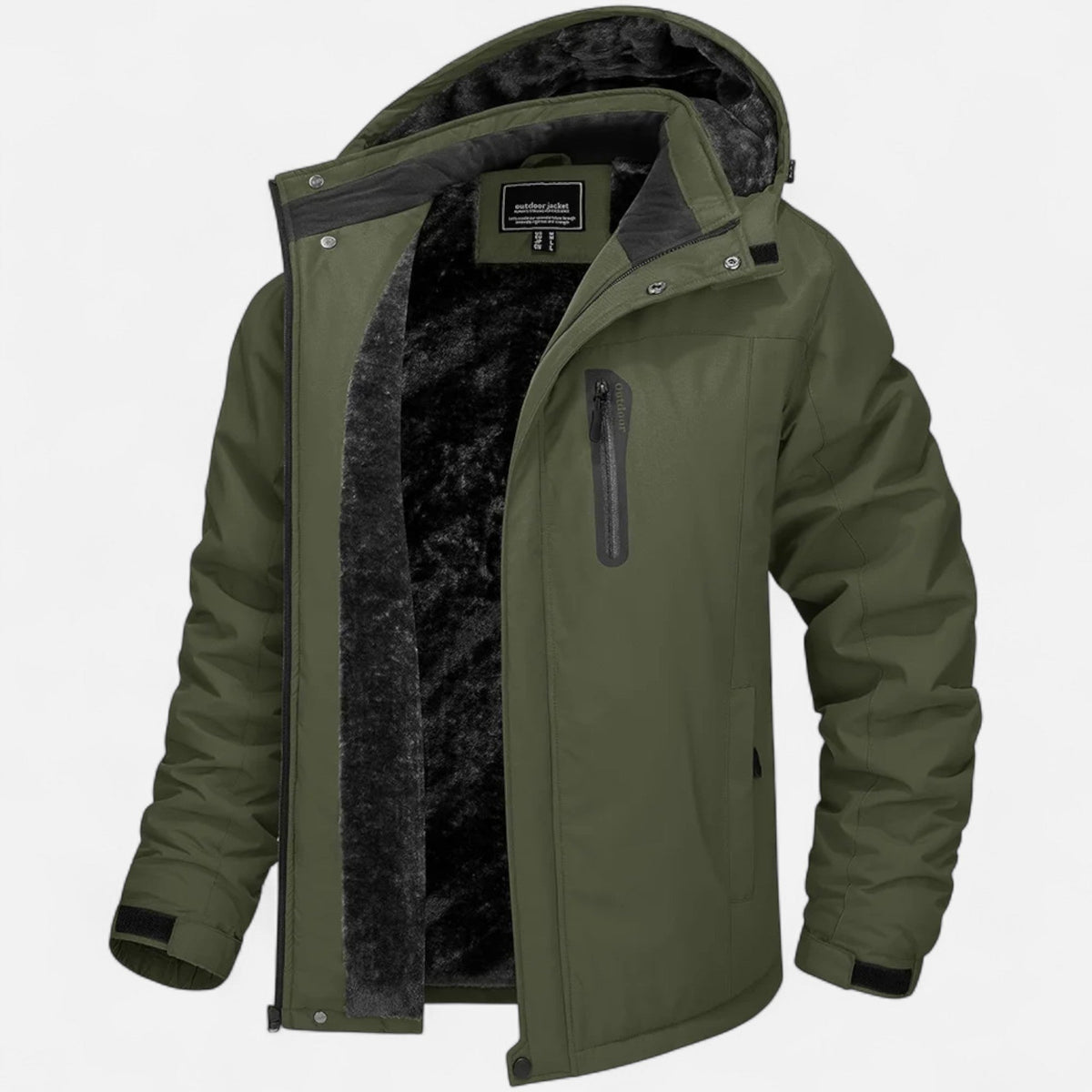 Men's Hooded Winter Parka Jacket, Fleece Lining, Camo Pattern