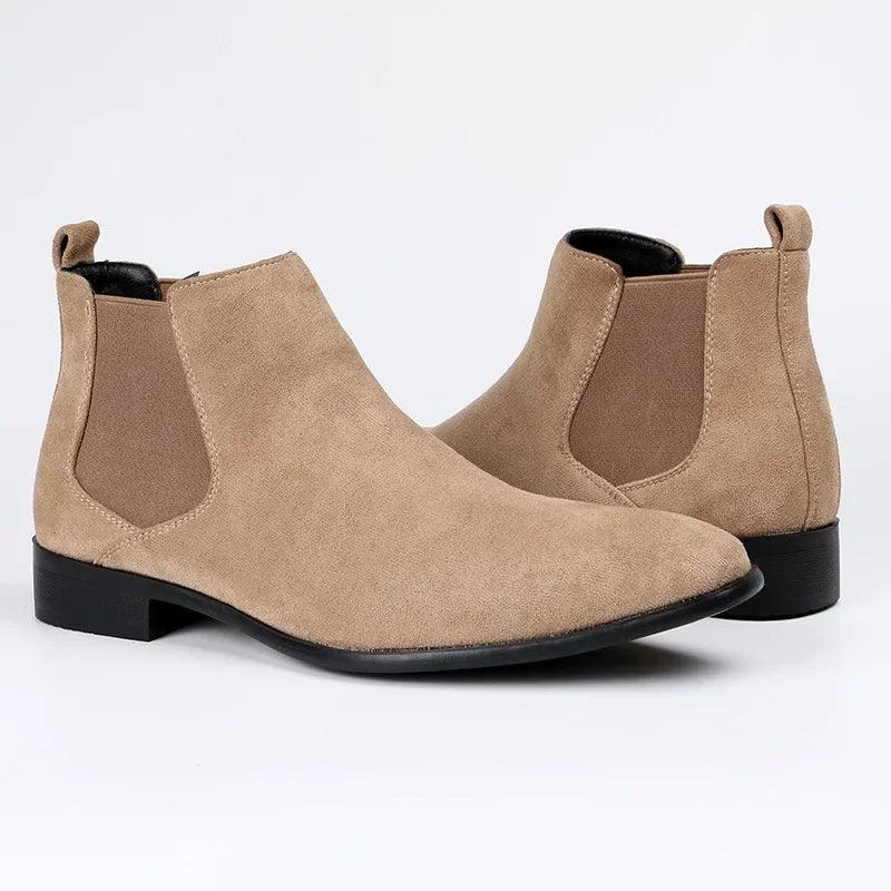 Men's Chelsea Boots with Pull Tabs, Low Block Heel