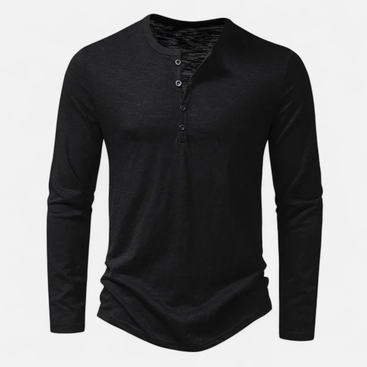Men's Long Sleeve Henley Shirt, Slim Fit, Button Placket