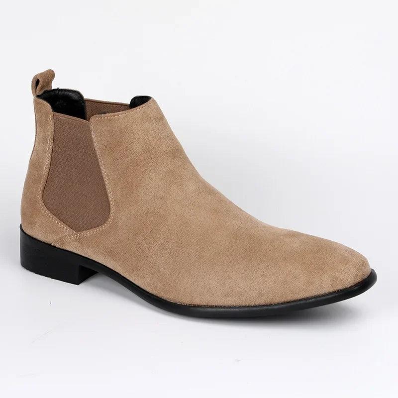 Men's Chelsea Boots with Pull Tabs, Low Block Heel