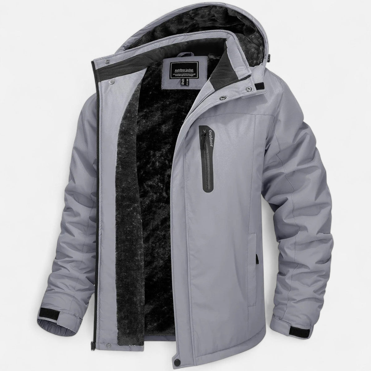 Men's Hooded Winter Parka Jacket, Fleece Lining, Camo Pattern