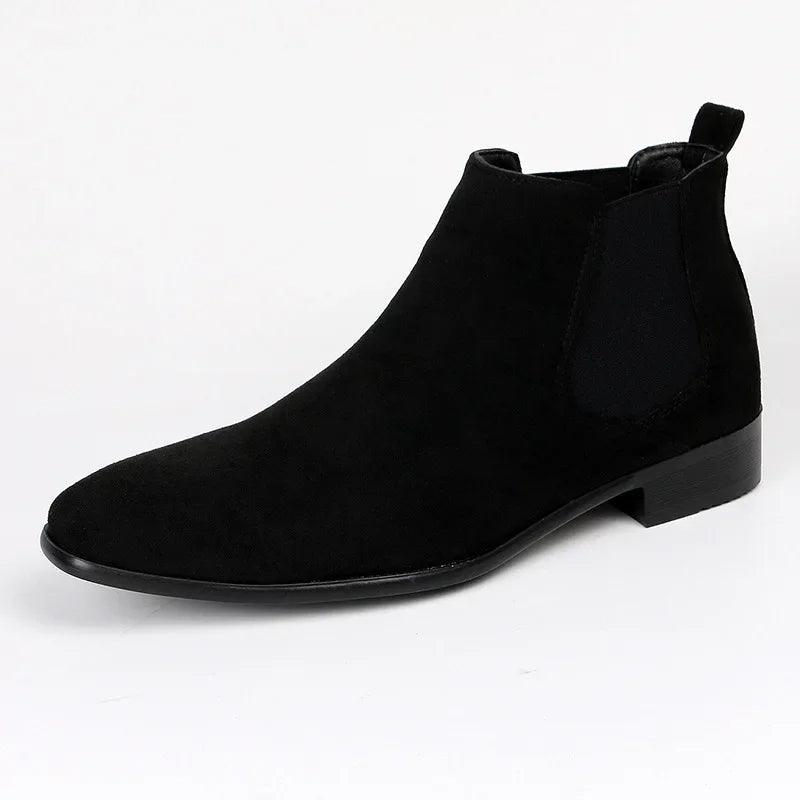 Men's Chelsea Boots with Pull Tabs, Low Block Heel