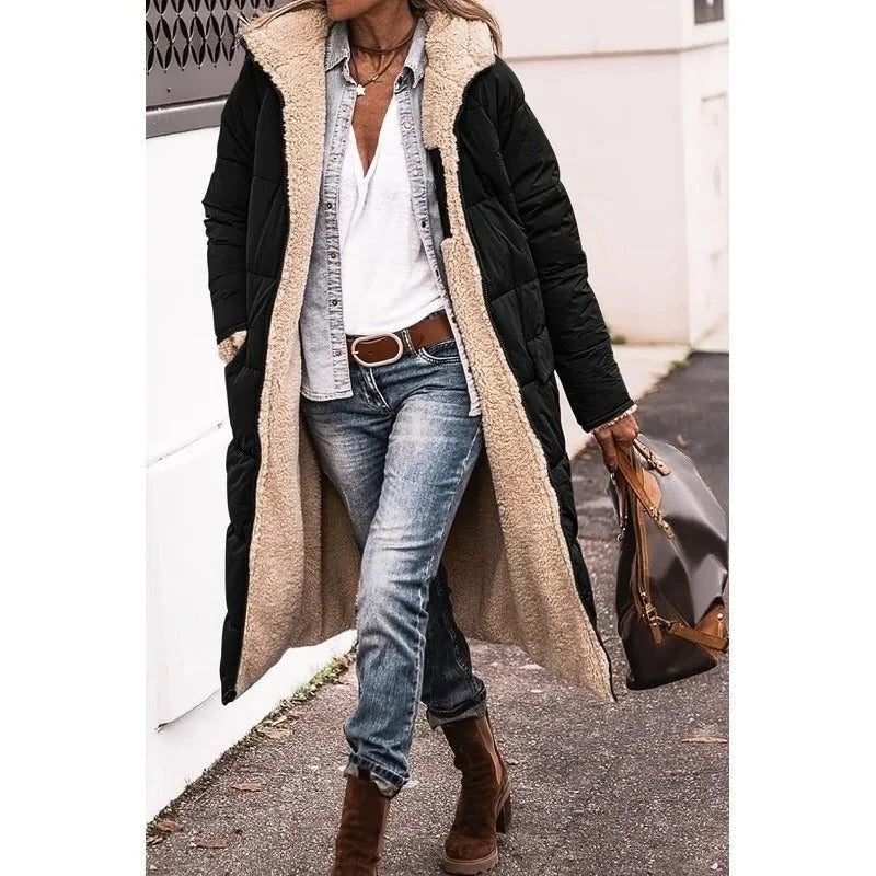 Drew | Long Puffer Winter Coat with Sherpa Lining for Women