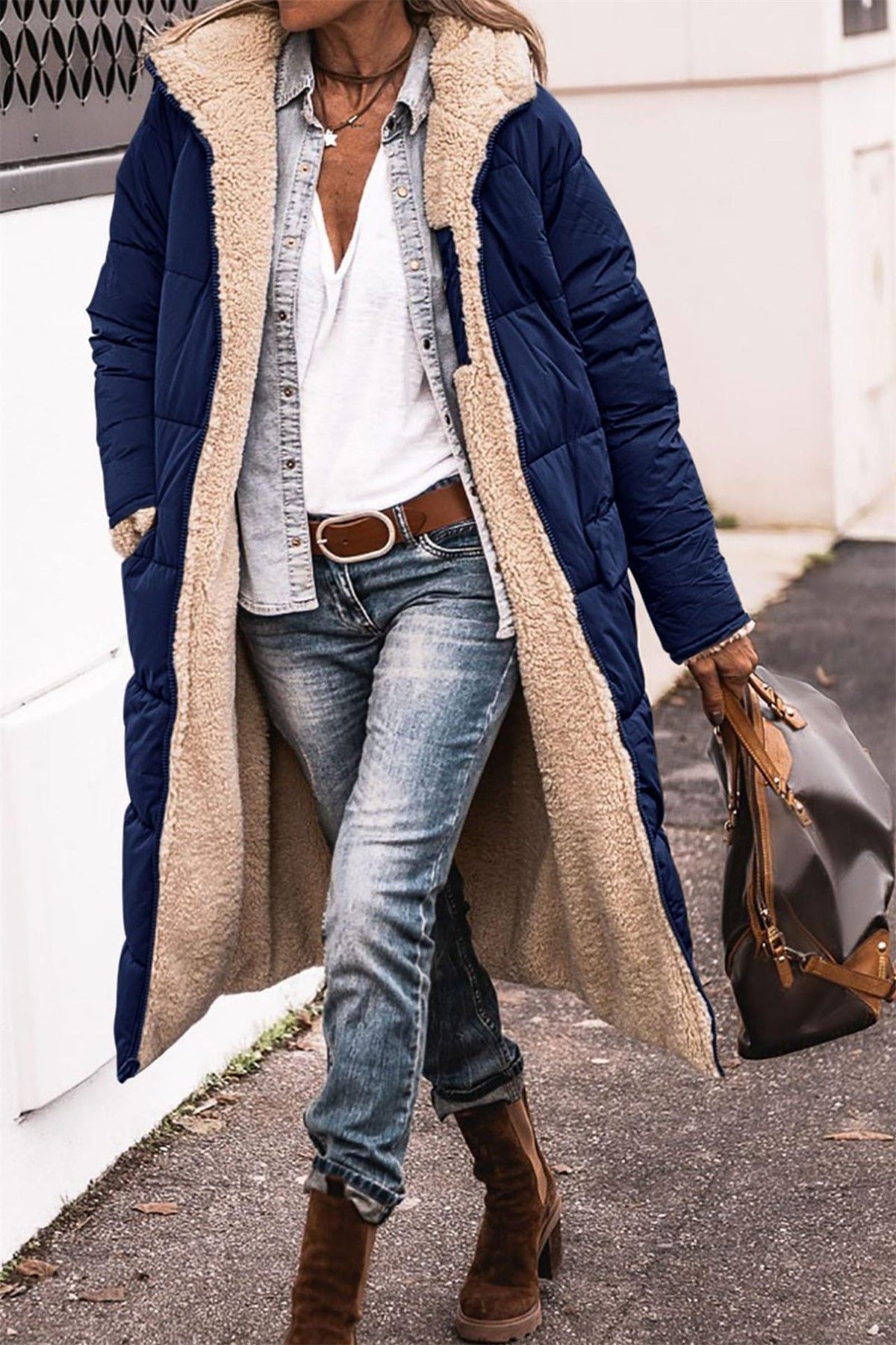 Drew | Long Puffer Winter Coat with Sherpa Lining for Women
