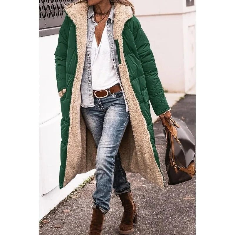 Drew | Long Puffer Winter Coat with Sherpa Lining for Women