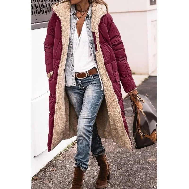 Drew | Long Puffer Winter Coat with Sherpa Lining for Women