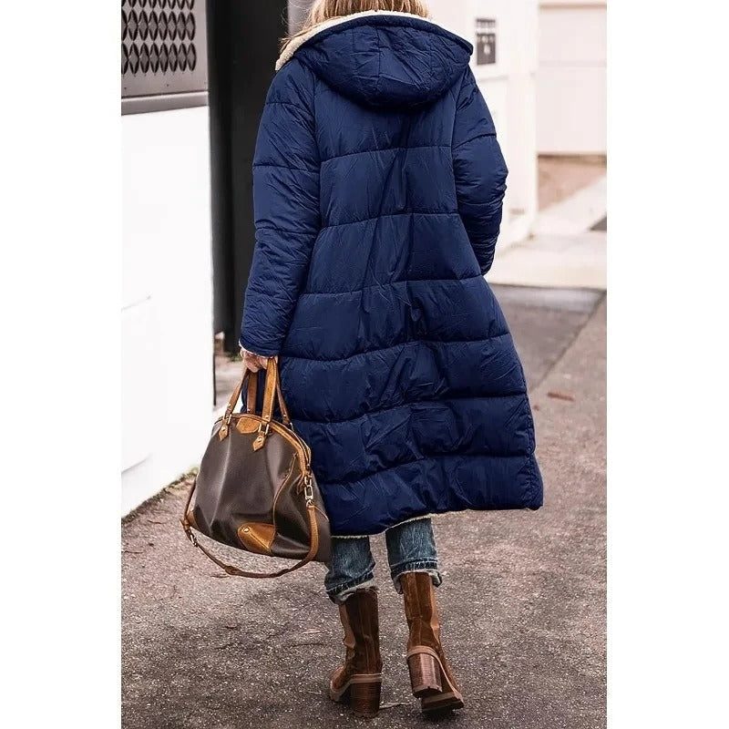 Drew | Long Puffer Winter Coat with Sherpa Lining for Women