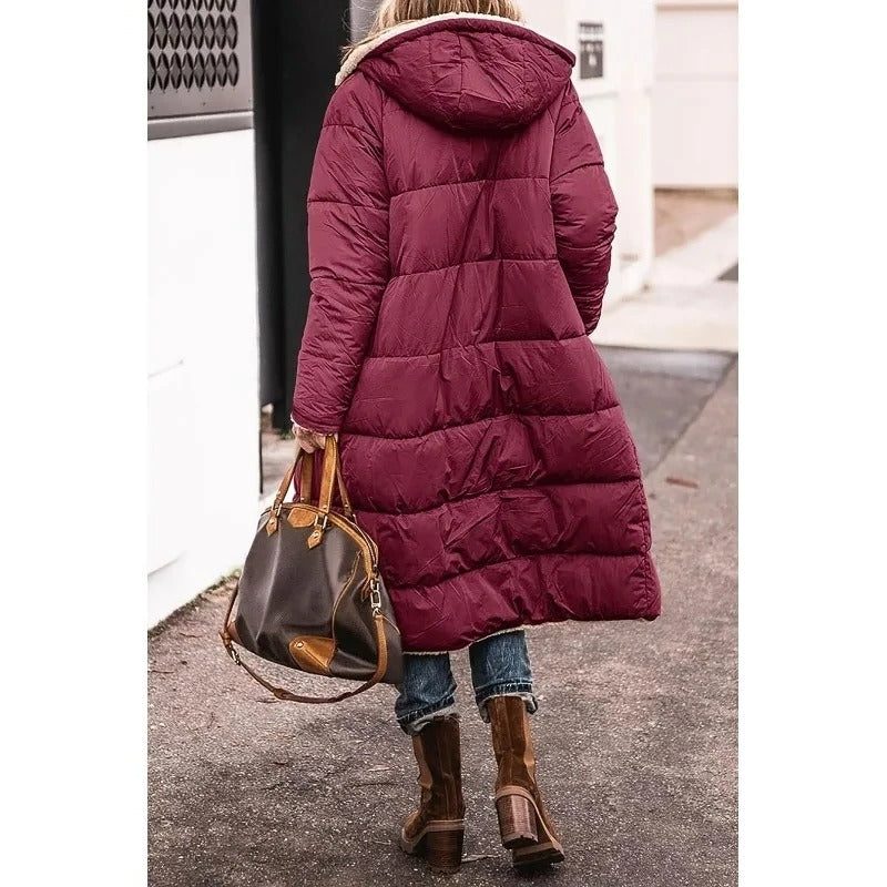 Drew | Long Puffer Winter Coat with Sherpa Lining for Women
