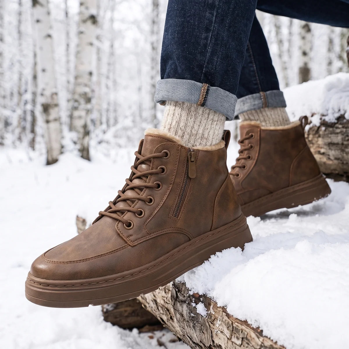 Dunstan Shearling Collar Lace Up Winter Boots
