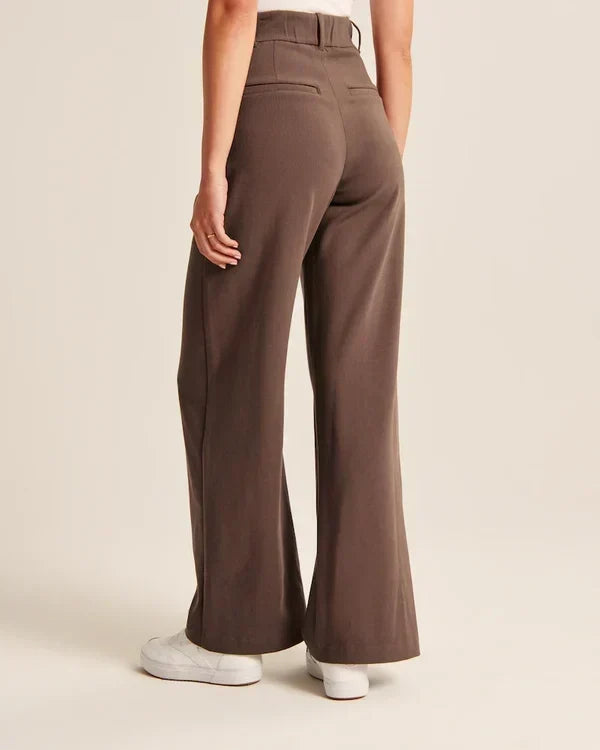Women's Fitted Flared Pants – High Rise Flare Leg Dress Trousers