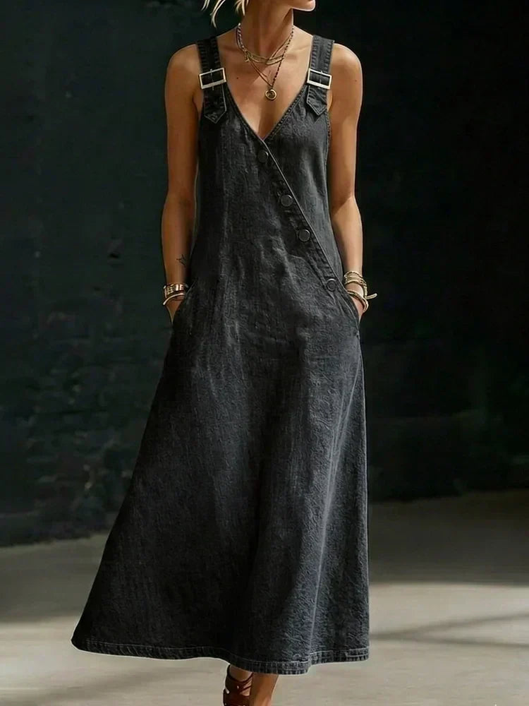 Vera | Long Denim Dress with Front Buttons