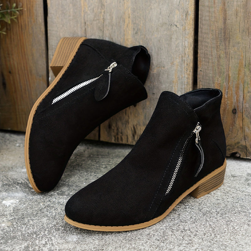 Raya | Womens Ankle Boots with Side Zipper | Zip-On Fit, Dry and Warm in Rain or Snow | Blue, Black, Beige and More EU 35-43
