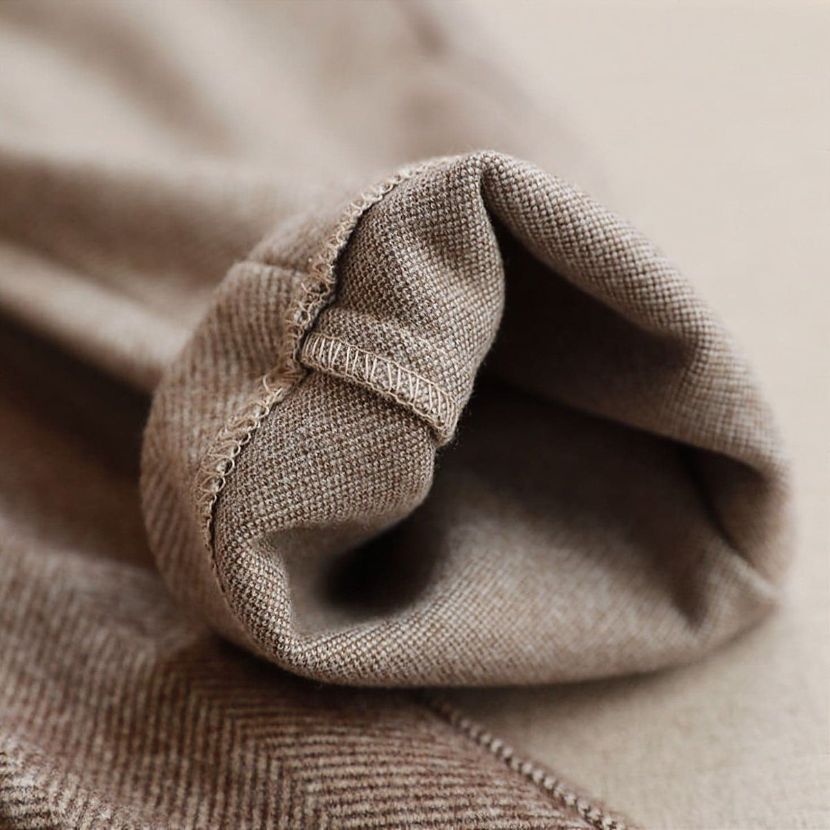 Denna | Mens Herringbone Pleated Pants | Pleated Front, Soft Lining, Light Drape | Brown, Beige or Gray XS-2XL