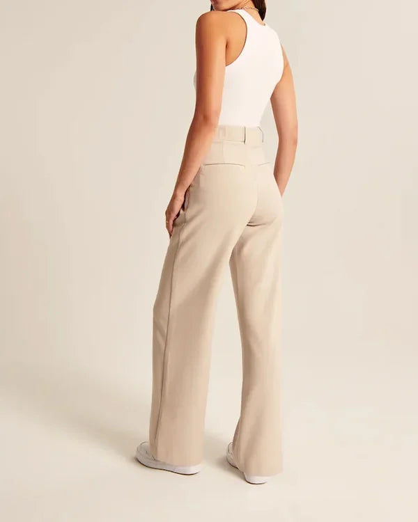 Women's Fitted Flared Pants – High Rise Flare Leg Dress Trousers