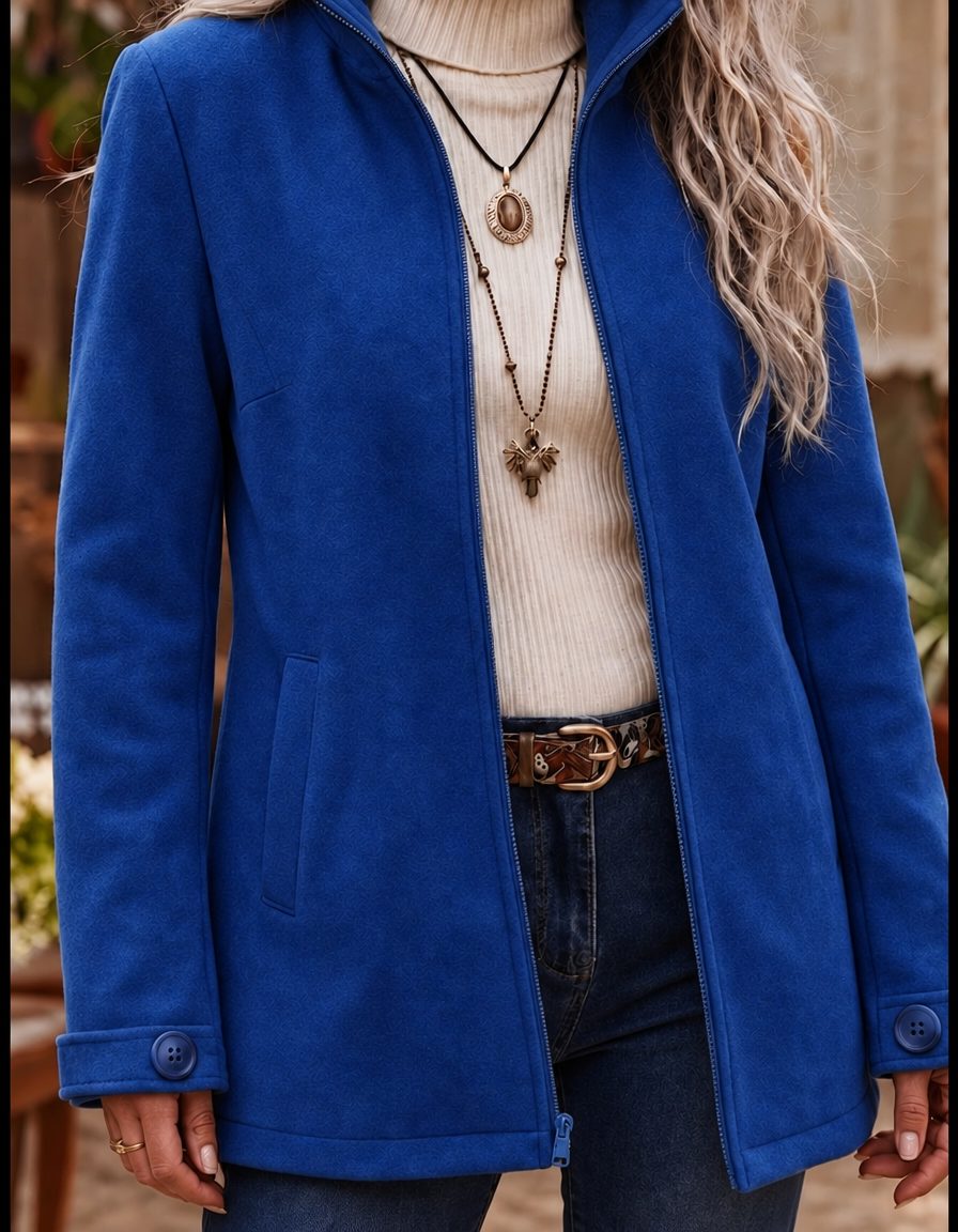 Ebba | Winter Jacket with Zip and Stand Collar for Women