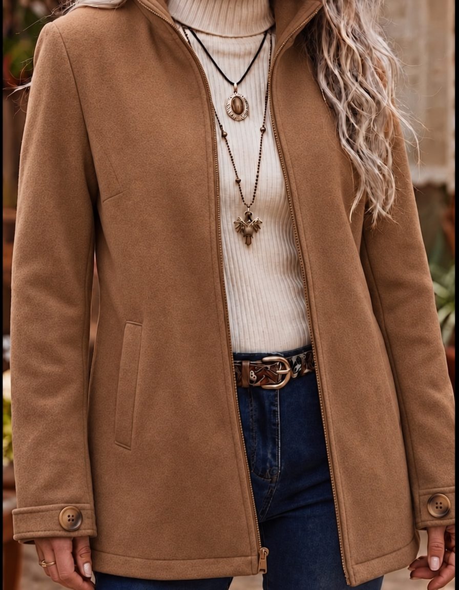 Ebba | Winter Jacket with Zip and Stand Collar for Women