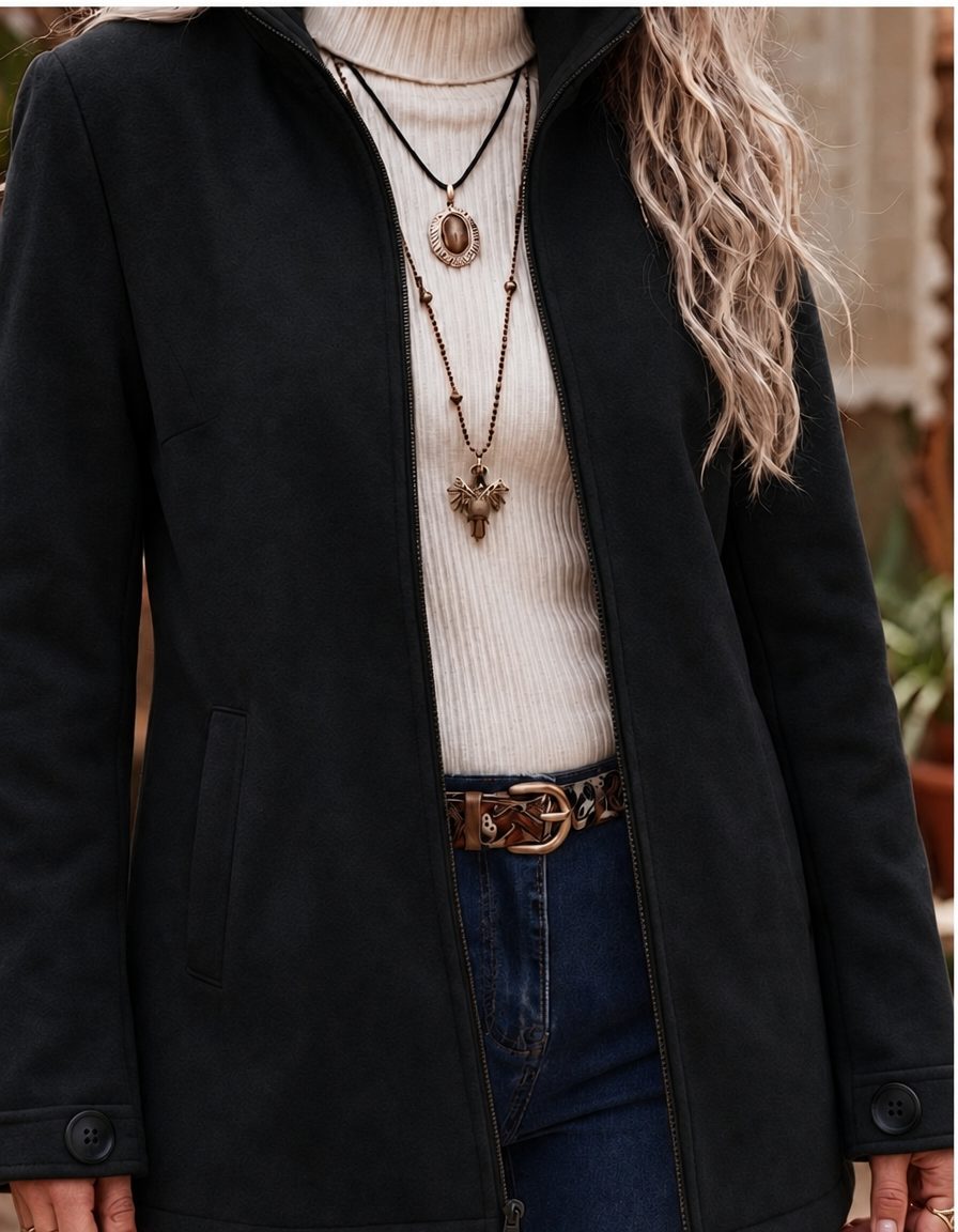 Ebba | Winter Jacket with Zip and Stand Collar for Women