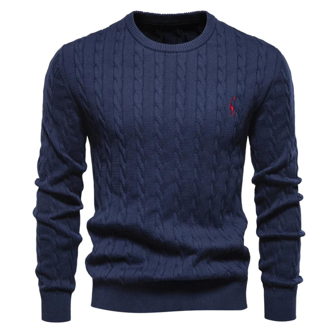 Men's Cable Knit Sweater, Crew Neck, Long Sleeves